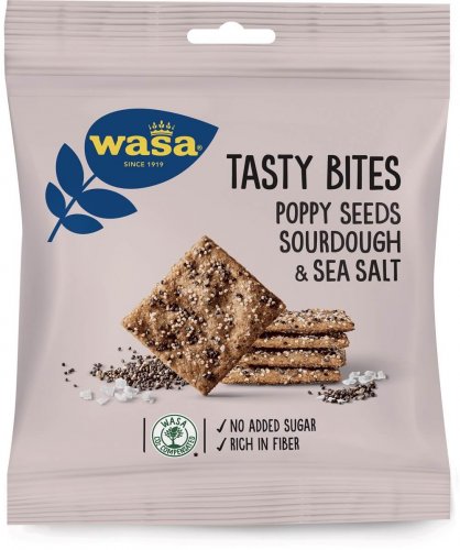 Knäckebröd Wasa Tasty Bites Poppy seed, Sourdough & Sea Salt