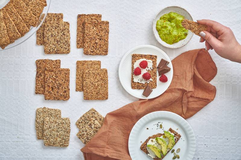 Seed crackers with healthy fibre, minerals fats, antioxidants and
